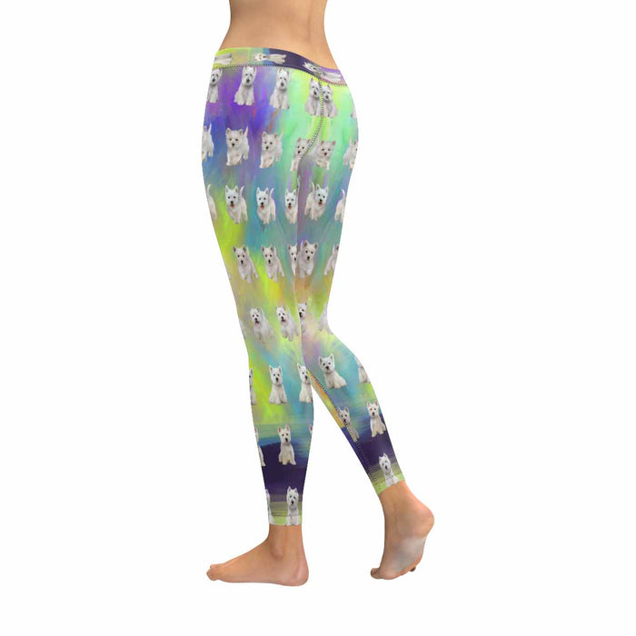 West Highland White Terrier Dogs  All-Over Low Rise Leggings (Model L07) (Outside Serging)