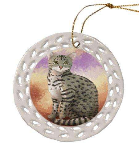 Egyptian Mau Cat Christmas Doily Ceramic Ornament