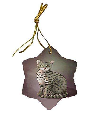 Egyptian Mau Cat Christmas Snowflake Ceramic Ornament