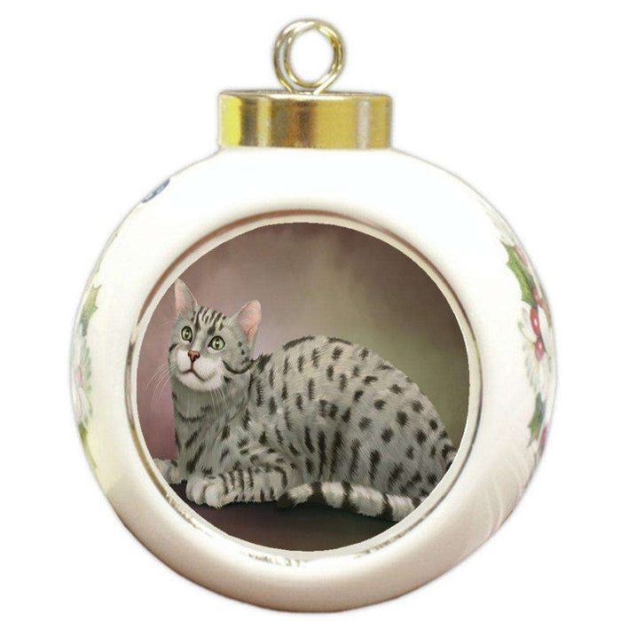 Egyptian Mau Cat Round Ceramic Ball Christmas Ornament