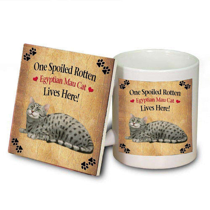 Egyptian Mau Spoiled Rotten Cat Mug and Coaster Set