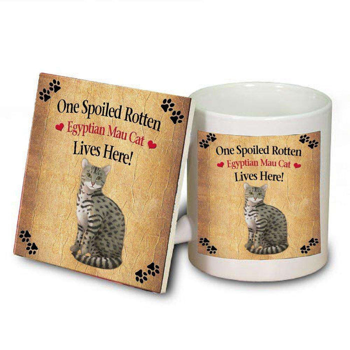 Egyptian Mau Spoiled Rotten Cat Mug and Coaster Set