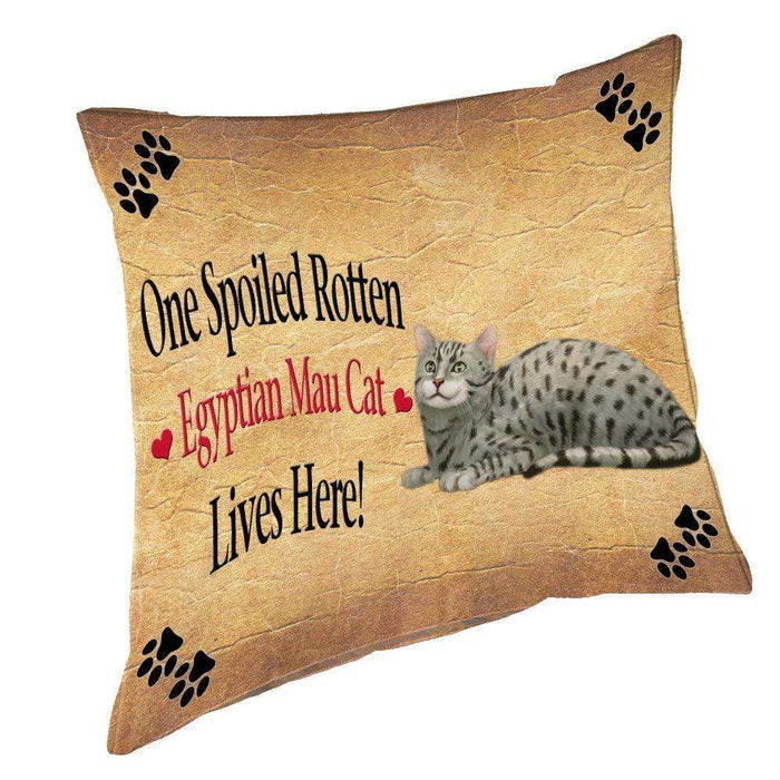 Egyptian Mau Spoiled Rotten Cat Throw Pillow