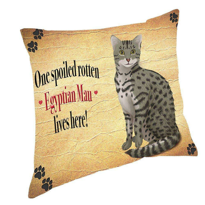 Egyptian Mau Spoiled Rotten Cat Throw Pillow