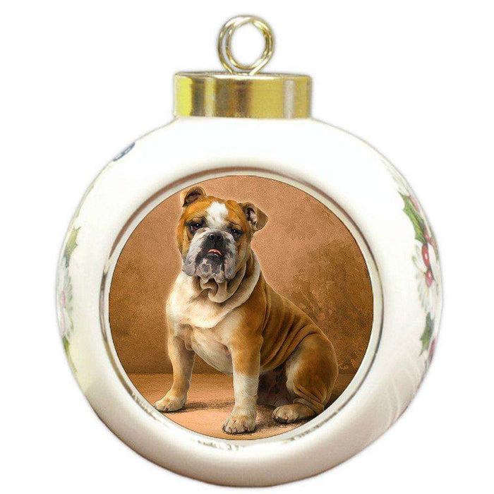 English Bulldog Dog Round Ball Christmas Ornament