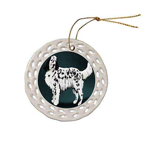English Setter Dog Christmas Doily Ceramic Ornament