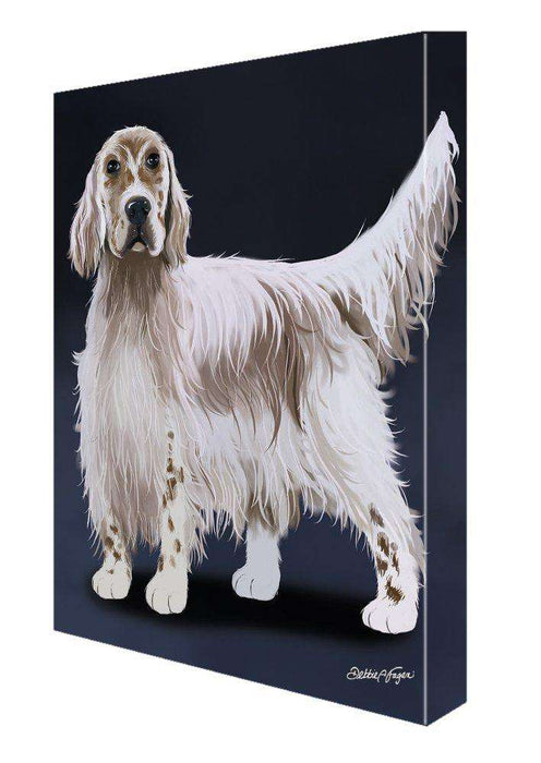 English Setter Dog Painting Printed on Canvas Wall Art Signed