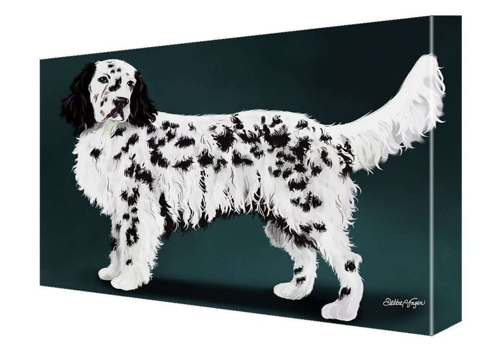 English Setter Dog Painting Printed on Canvas Wall Art Signed