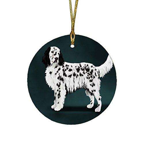 English Setter Dog Round Christmas Ornament
