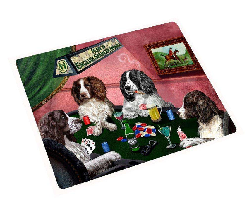English Springer Spaniel Large Tempered Cutting Board 4 Dogs Playing Poker