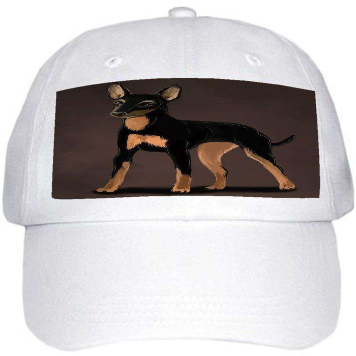 English Toy Terrier Dog Ball Hat Cap Off White