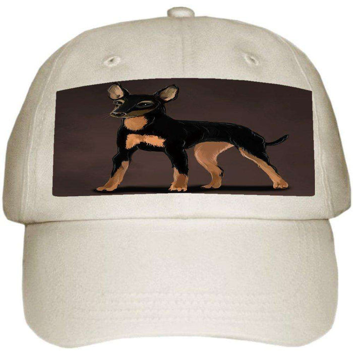 English Toy Terrier Dog Ball Hat Cap Off White