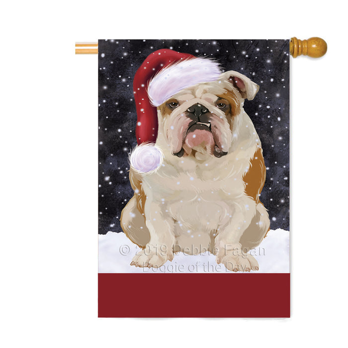 Personalized Let It Snow Happy Holidays English Bulldog Custom House Flag FLG-DOTD-A62404