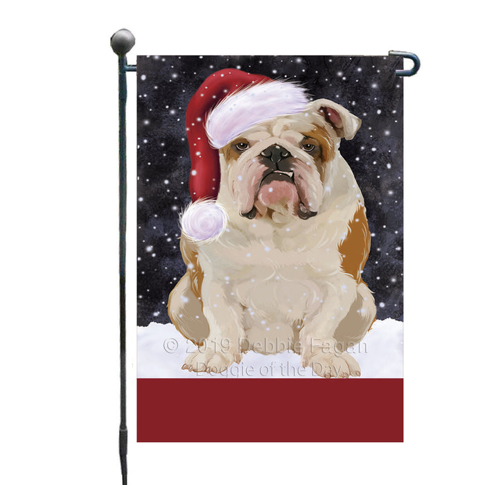 Personalized Let It Snow Happy Holidays English Bulldog Custom Garden Flags GFLG-DOTD-A62348