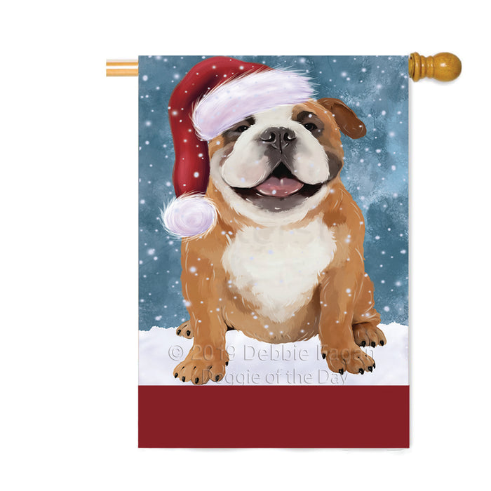 Personalized Let It Snow Happy Holidays English Bulldog Custom House Flag FLG-DOTD-A62405