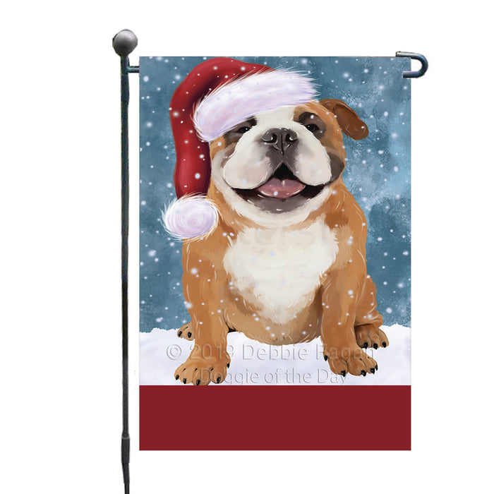 Personalized Let It Snow Happy Holidays English Bulldog Custom Garden Flags GFLG-DOTD-A62349