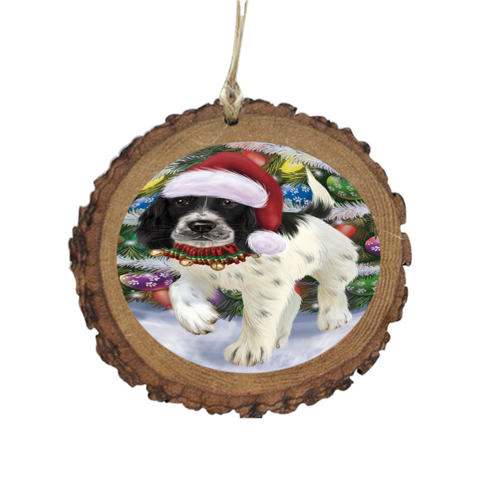 Trotting in the Snow English Springer Spaniel Dog Wooden Christmas Ornament WOR49439