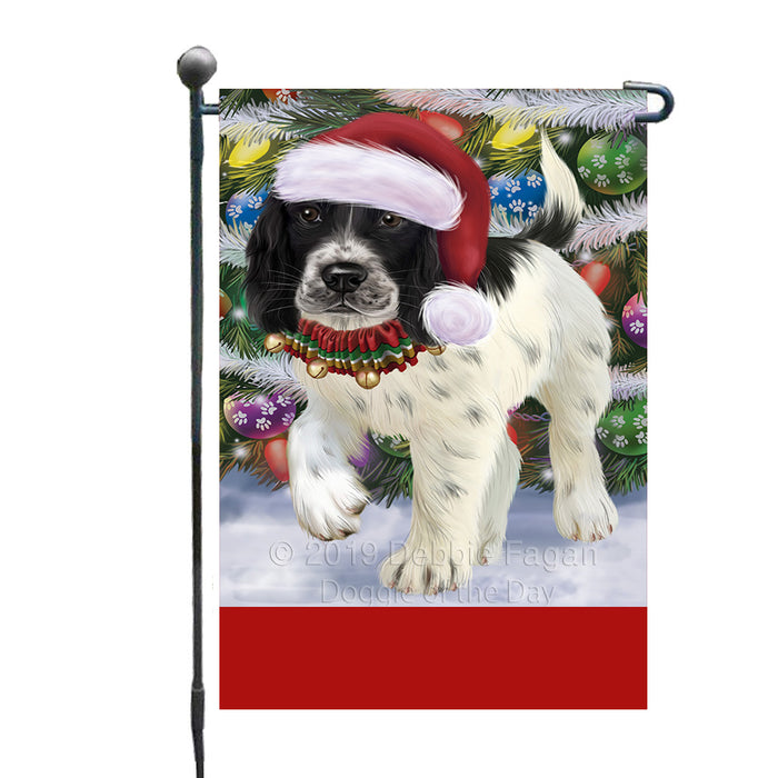 Personalized Trotting in the Snow English Spring Spaniel Dog Custom Garden Flags GFLG-DOTD-A60724
