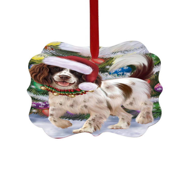 Trotting in the Snow English Springer Spaniel Dog Double-Sided Photo Benelux Christmas Ornament LOR49440