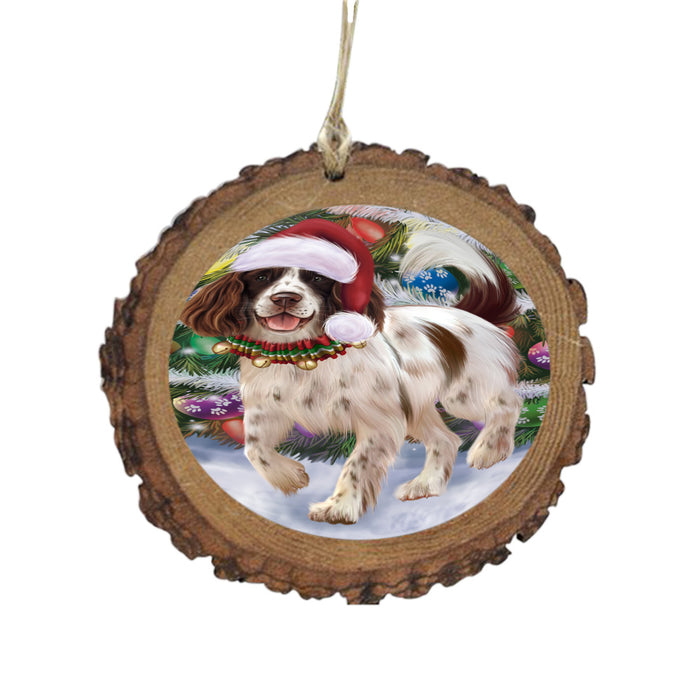 Trotting in the Snow English Springer Spaniel Dog Wooden Christmas Ornament WOR49440