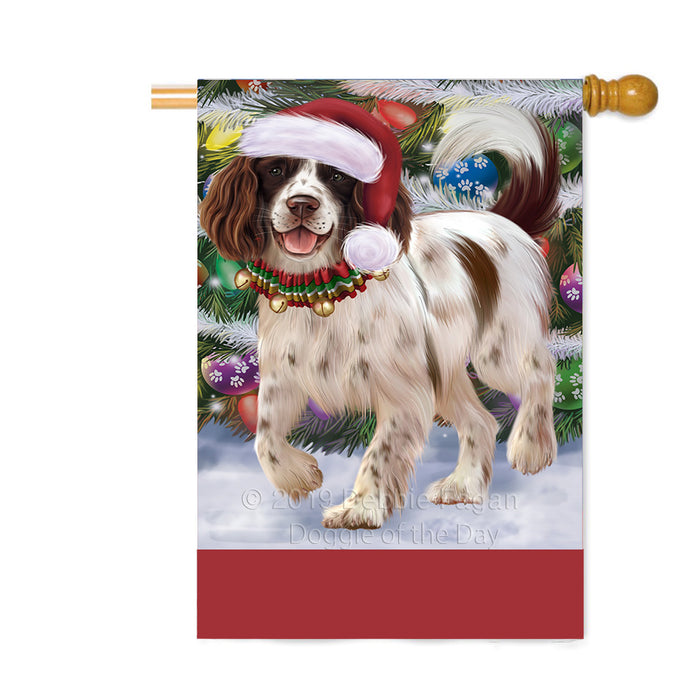 Personalized Trotting in the Snow English Spring Spaniel Dog Custom House Flag FLG-DOTD-A60781