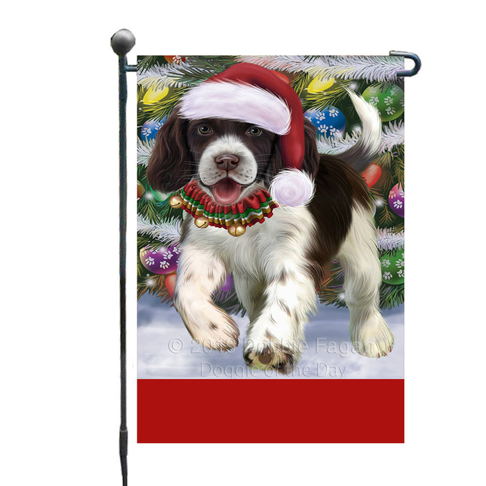 Personalized Trotting in the Snow English Spring Spaniel Dog Custom Garden Flags GFLG-DOTD-A60727