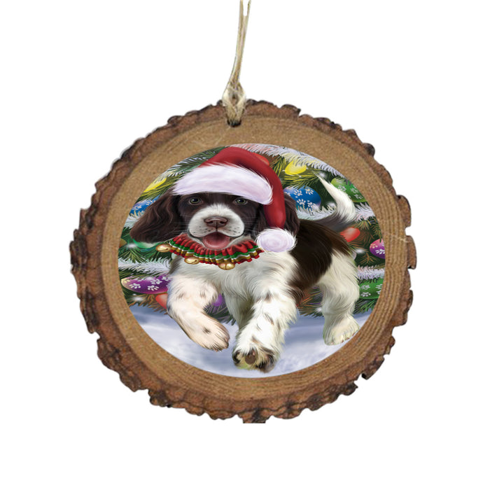Trotting in the Snow English Springer Spaniel Dog Wooden Christmas Ornament WOR49442