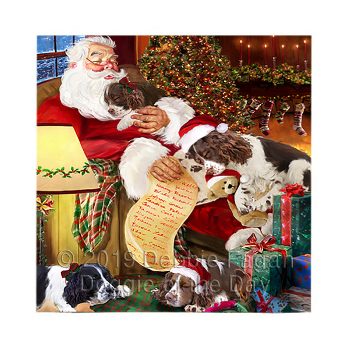 Santa Sleeping with English Springer Spaniel Dogs Square Towel 