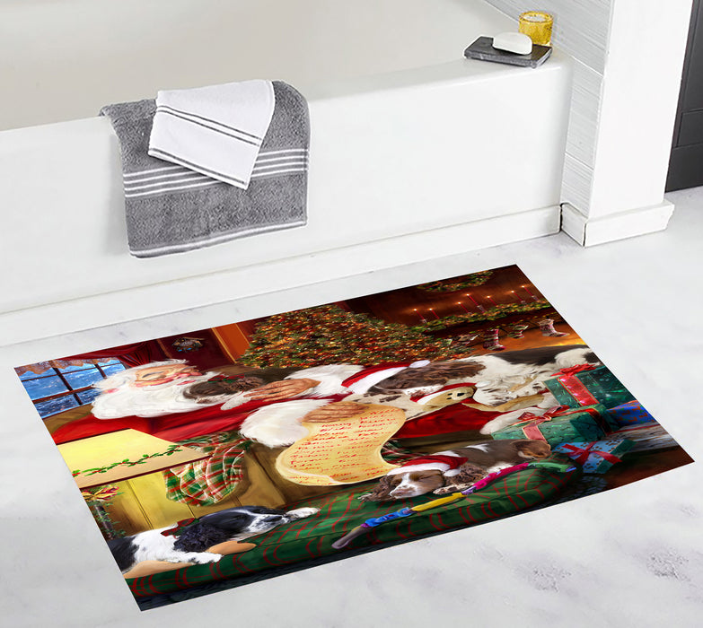 Santa Sleeping with English Springer Spaniel Dogs Bath Mat