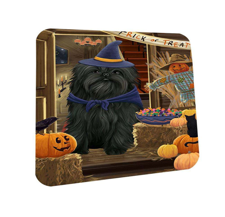 Enter at Own Risk Trick or Treat Halloween Affenpinscher Dog Coasters Set of 4 CST52873