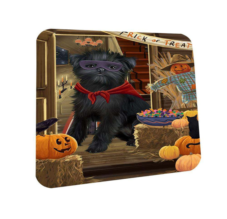 Enter at Own Risk Trick or Treat Halloween Affenpinscher Dog Coasters Set of 4 CST52874