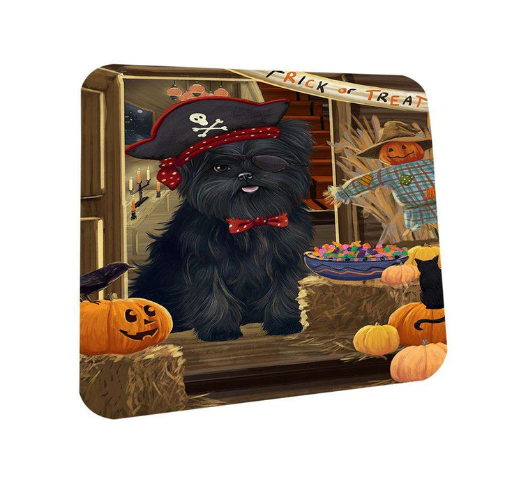 Enter at Own Risk Trick or Treat Halloween Affenpinscher Dog Coasters Set of 4 CST52875