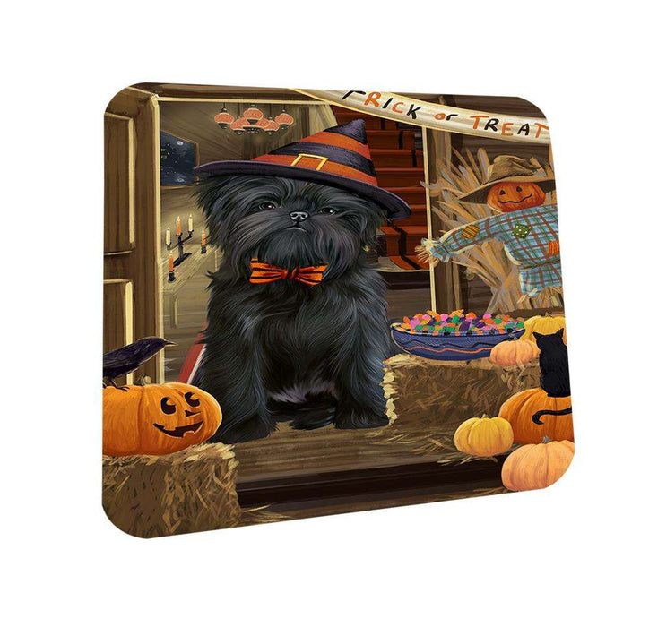 Enter at Own Risk Trick or Treat Halloween Affenpinscher Dog Coasters Set of 4 CST52877