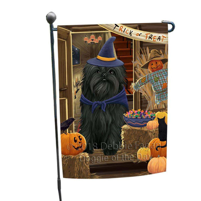 Enter at Own Risk Trick or Treat Halloween Affenpinscher Dog Garden Flag GFLG52976