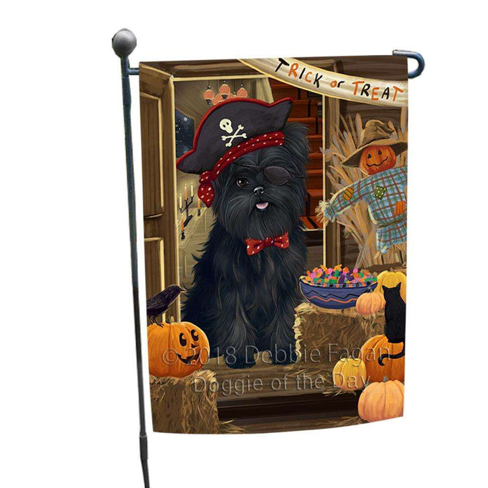 Enter at Own Risk Trick or Treat Halloween Affenpinscher Dog Garden Flag GFLG52978