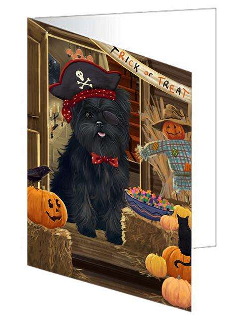 Enter at Own Risk Trick or Treat Halloween Affenpinscher Dog Handmade Artwork Assorted Pets Greeting Cards and Note Cards with Envelopes for All Occasions and Holiday Seasons GCD62777