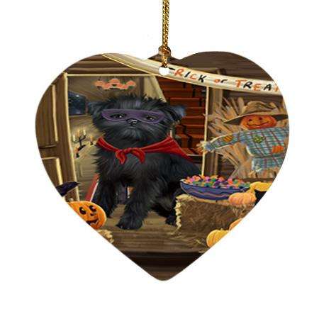 Enter at Own Risk Trick or Treat Halloween Affenpinscher Dog Heart Christmas Ornament HPOR52915