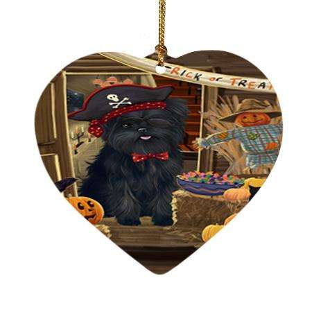 Enter at Own Risk Trick or Treat Halloween Affenpinscher Dog Heart Christmas Ornament HPOR52916