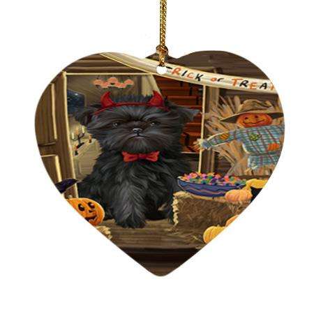 Enter at Own Risk Trick or Treat Halloween Affenpinscher Dog Heart Christmas Ornament HPOR52917