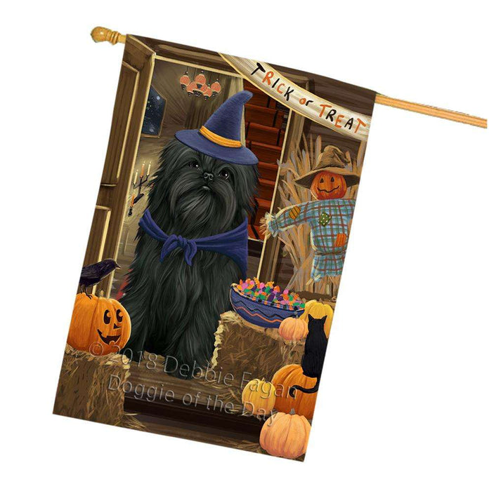 Enter at Own Risk Trick or Treat Halloween Affenpinscher Dog House Flag FLG53112