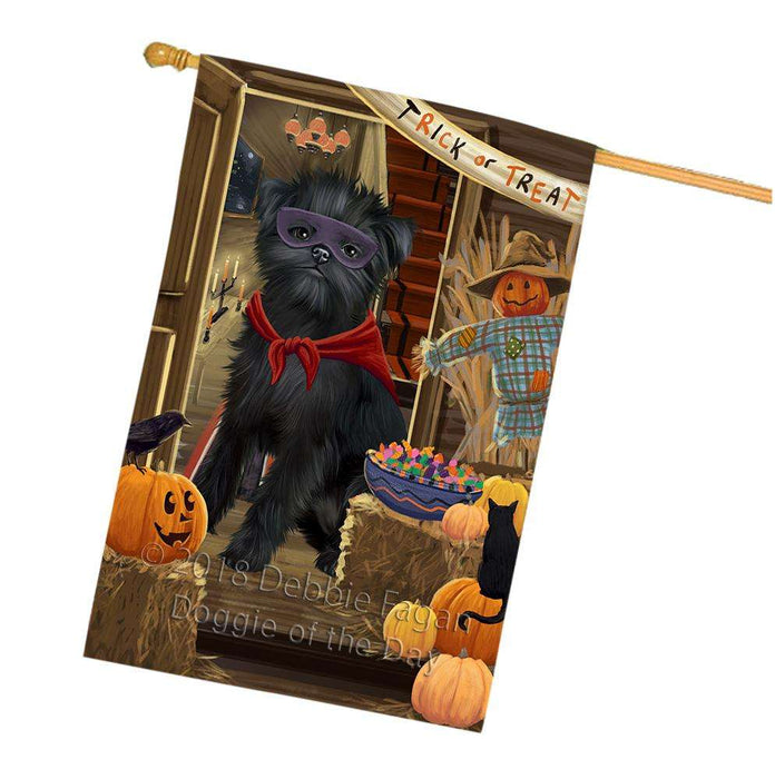 Enter at Own Risk Trick or Treat Halloween Affenpinscher Dog House Flag FLG53113
