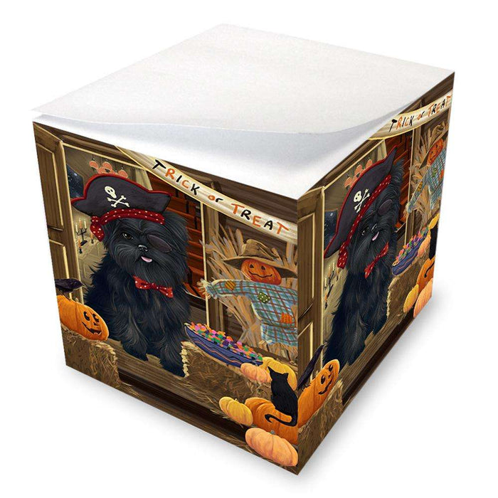 Enter at Own Risk Trick or Treat Halloween Affenpinscher Dog Note Cube NOC52916