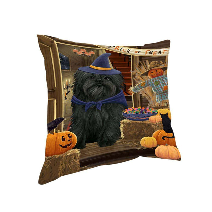 Enter at Own Risk Trick or Treat Halloween Affenpinscher Dog Pillow PIL68164