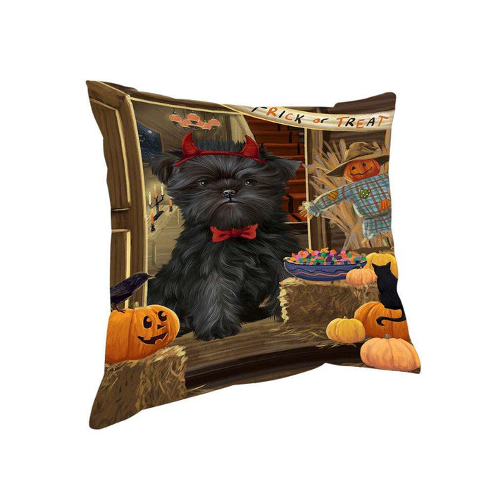 Enter at Own Risk Trick or Treat Halloween Affenpinscher Dog Pillow PIL68176