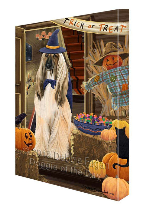 Enter at Own Risk Trick or Treat Halloween Afghan Hound Dog Canvas Print Wall Art Décor CVS94121