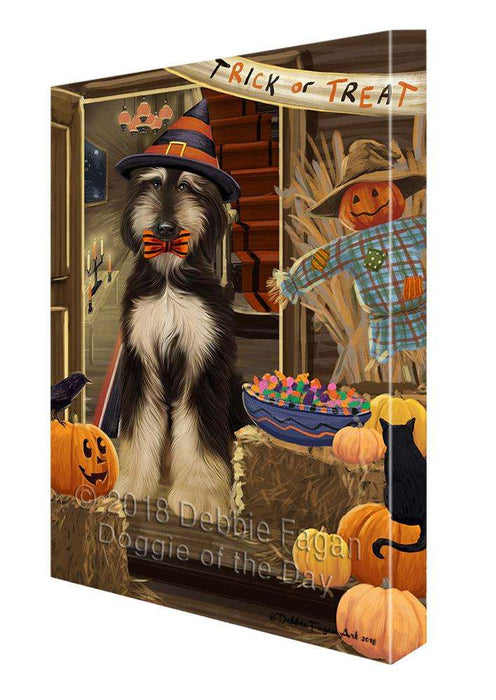 Enter at Own Risk Trick or Treat Halloween Afghan Hound Dog Canvas Print Wall Art Décor CVS94157