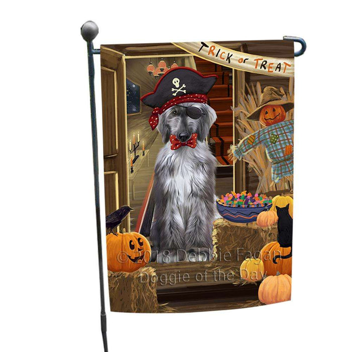 Enter at Own Risk Trick or Treat Halloween Afghan Hound Dog Garden Flag GFLG52983