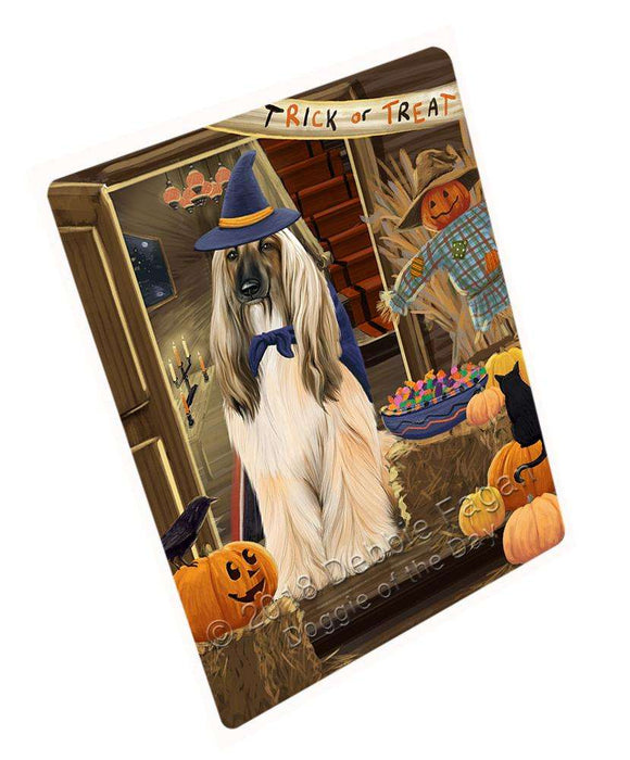 Enter At Own Risk Trick Or Treat Halloween Afghan Hound Dog Magnet Mini (3.5" x 2") MAG63201