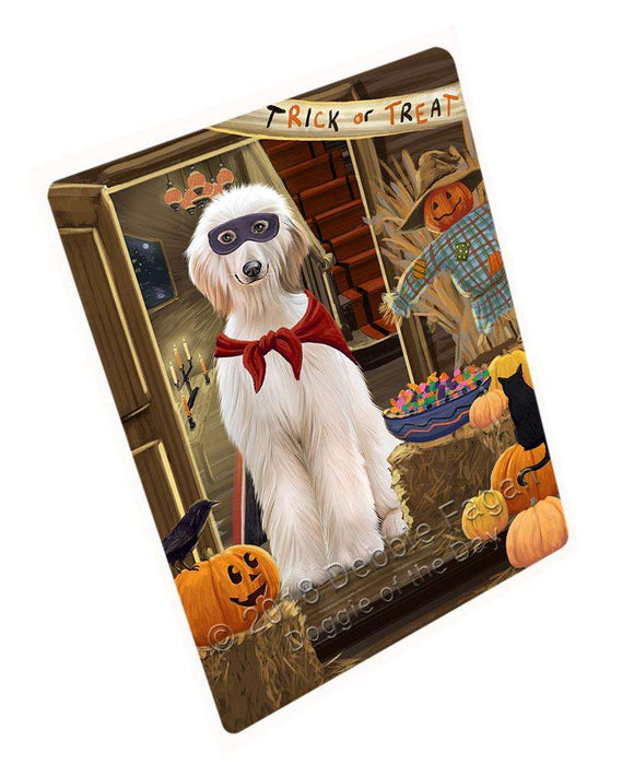 Enter At Own Risk Trick Or Treat Halloween Afghan Hound Dog Magnet Mini (3.5" x 2") MAG63204