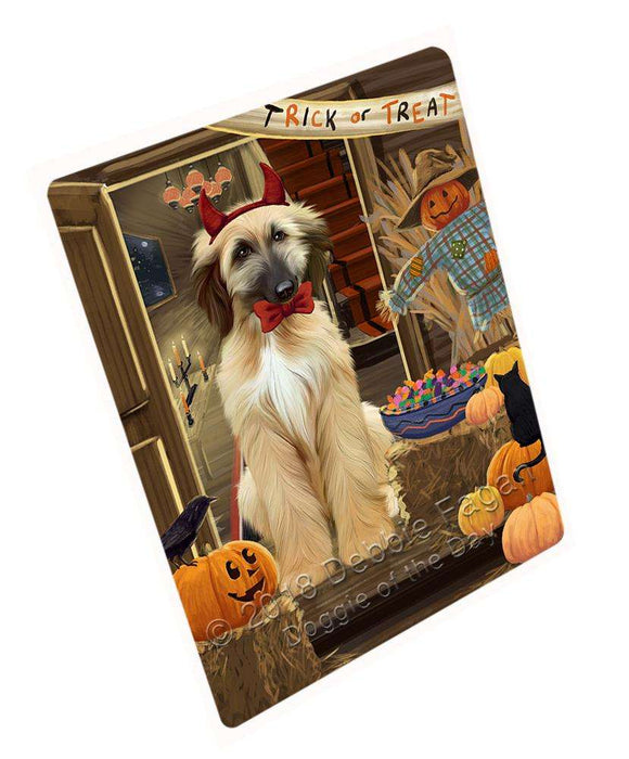 Enter At Own Risk Trick Or Treat Halloween Afghan Hound Dog Magnet Mini (3.5" x 2") MAG63210